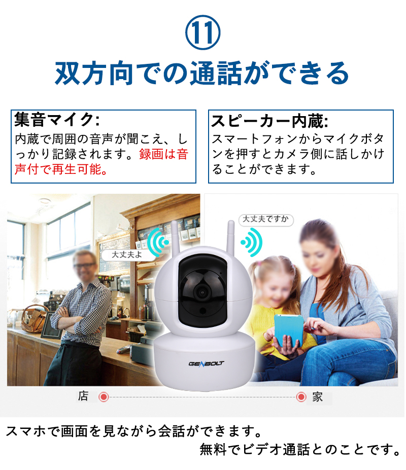 最新進化版・600万高画素】BOIFUN ペットカメラ 360°首振り見守りカメラ 防犯カメラ 屋内 夜間撮影 24時間録画 留守番 ネットワーク｜ 防犯カメラ